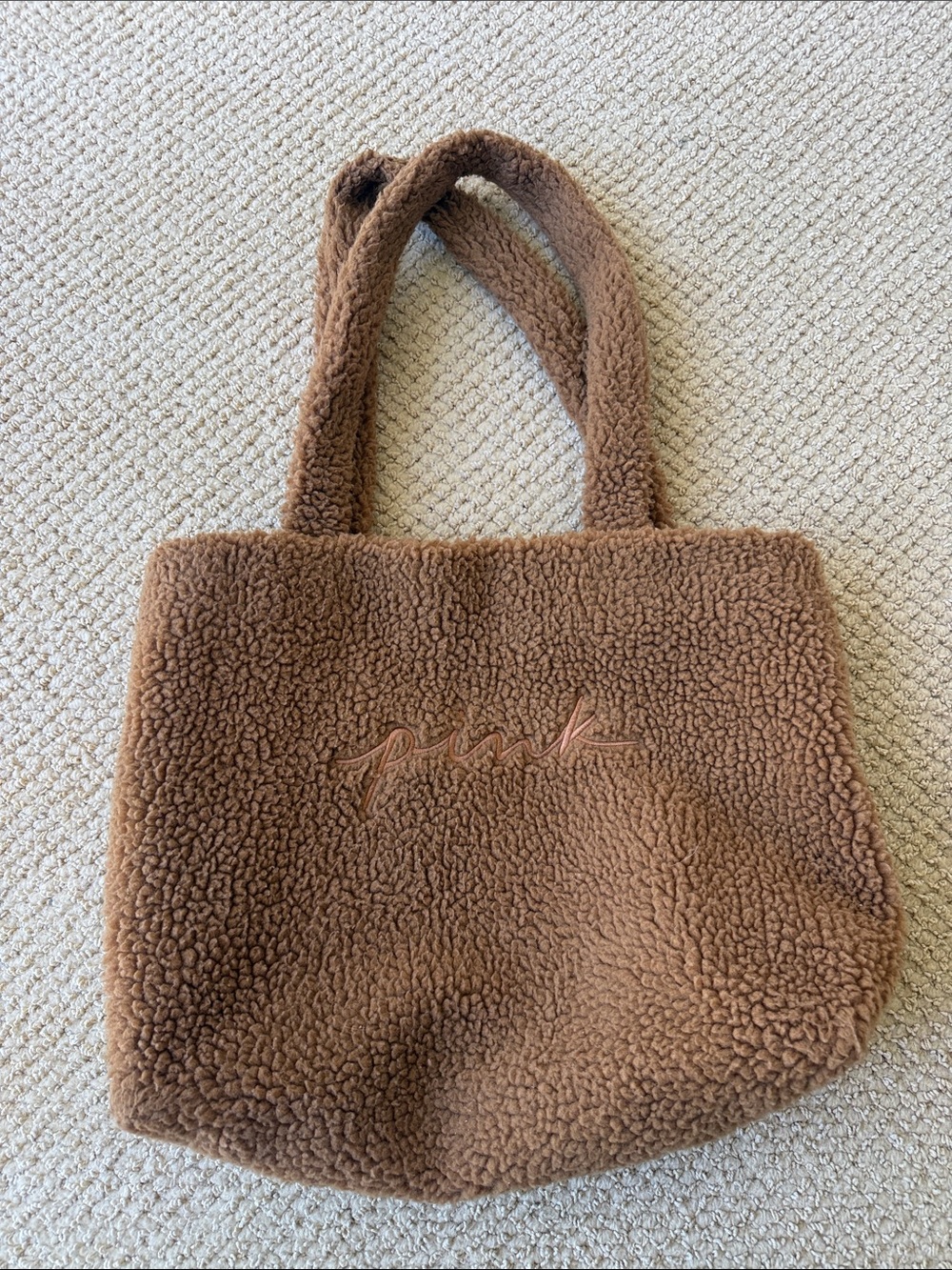 Victoria's Secret PINK Cozy Brown Sherpa Tote Bag
